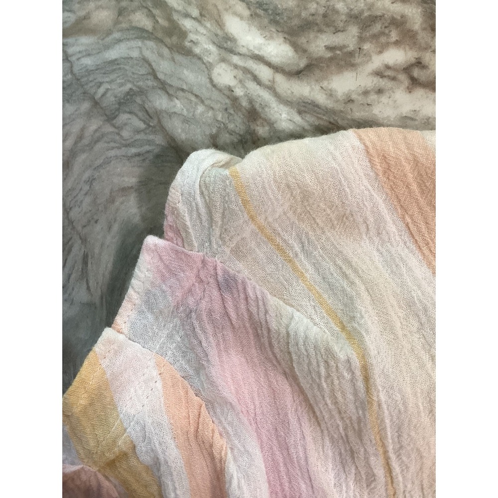 Lauren Conrad Womens Pink Peach Striped Cotton Gauze Tie Blouse Size M - Picture 6 of 10